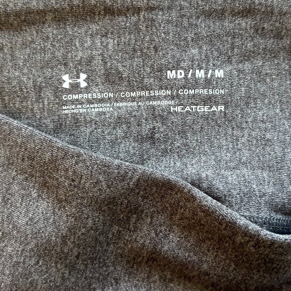 Under Armour HeatGear Compression Leggings | Mid-Rise Heather Gray | Size M - Picture 4 of 5